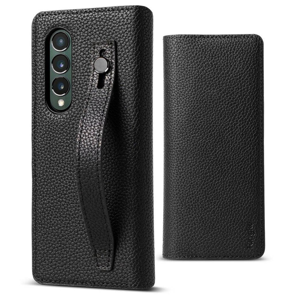Ringke Folio Signature Flip Ledertasche mit Schultergurt fr Samsung Galaxy Z Fold 3 schwarz ()