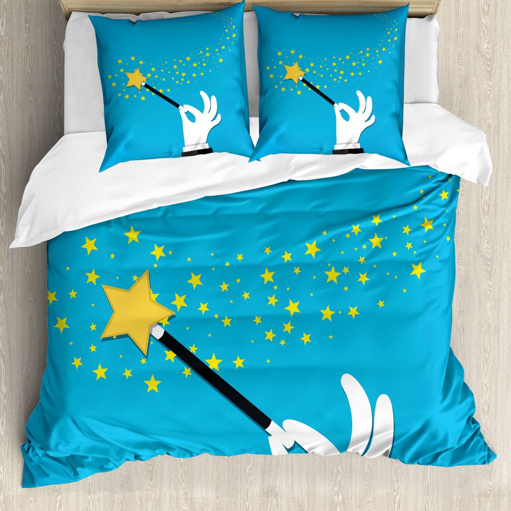 ABAKUHAUS Magie Bettbezug Set für Einzelbetten, Magier Wand Sterne Verbreitung, Milbensicher Allergiker geeignet mit Kissenbezug, 155 cm x 220 cm ...
