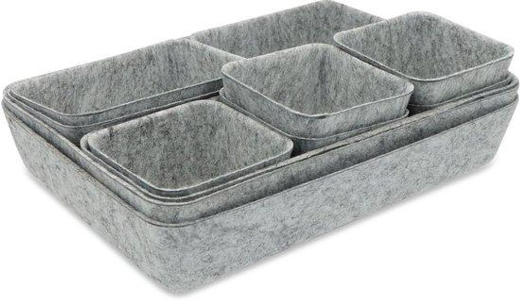 Vilten Lade-Organizer 11er Set, stapelbar, 4 Größen, flexibel, für Büro, Nachtkasten, Kleiderschrank