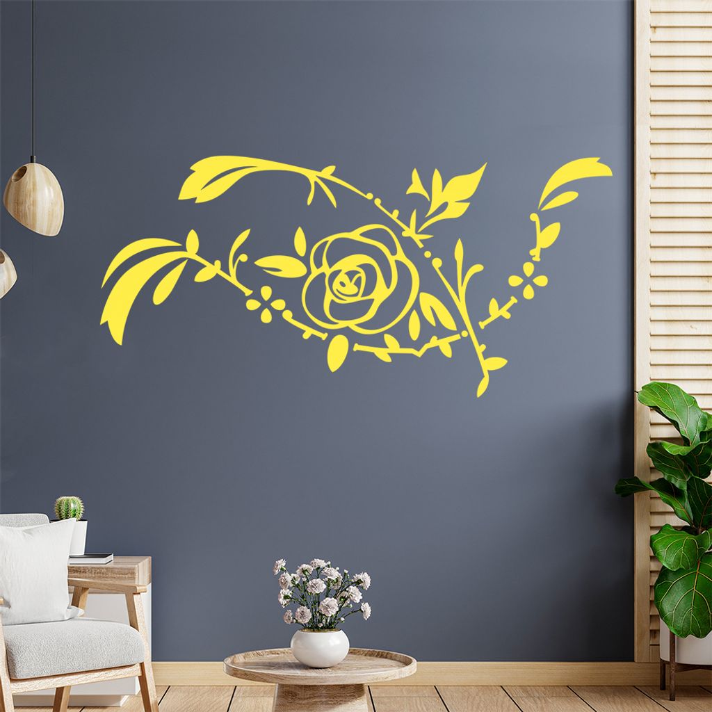 Rose - Ranken Wandtattoo in 6 Größen - Wandaufkleber Wall Sticker - Dekoration, Küche, Wohnzimmer, Schlafzimmer, Badezimmer
