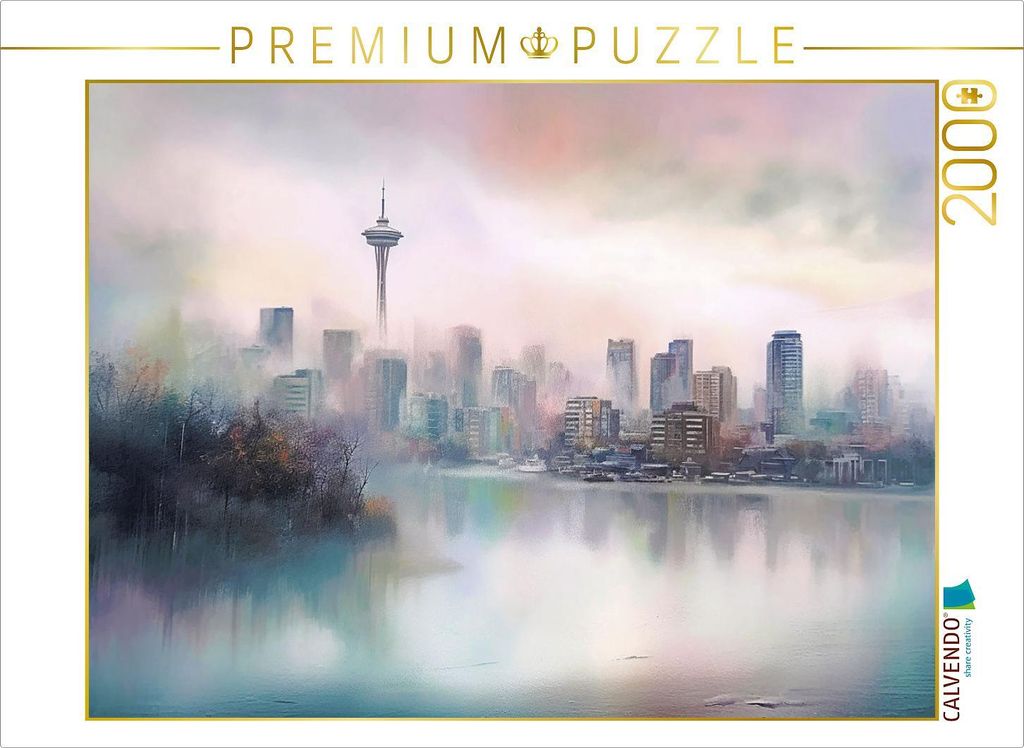 CALVENDO Puzzle Stadt am See | 2000 Teile Lege-Größe Produktbild 