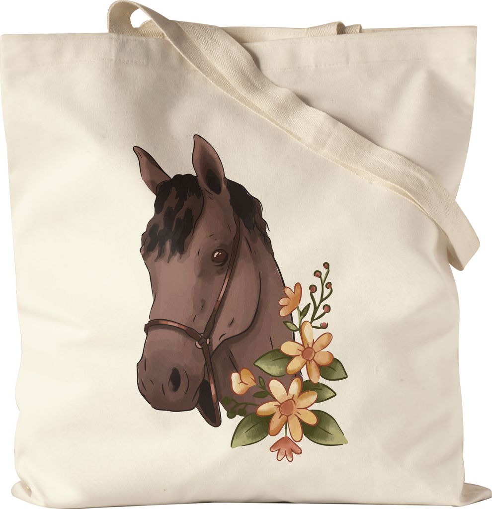 Pferd Stoffbeutel Jutebeutel Canvas Liebe Pferde Hobbie Freiheit Pony Pferdeflüsterer Pferdeliebhaber Reiten Blumen Reiterin