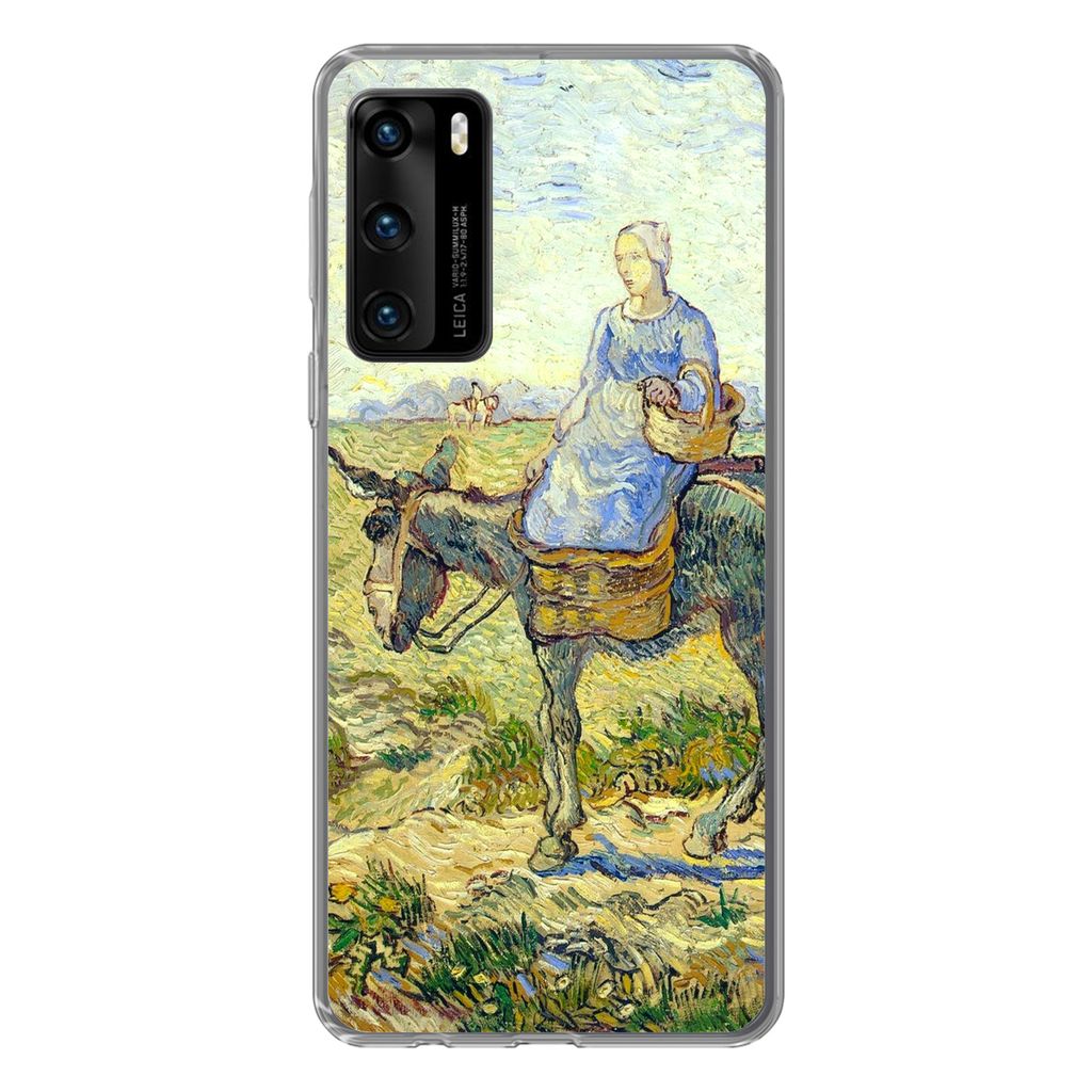 MuchoWow Handyhülle Schutzhülle Hülle für Huawei P40 Bauernpaar geht zur Arbeit - Vincent van Gogh Silikon Softcase Handy Hülle - Handytasche