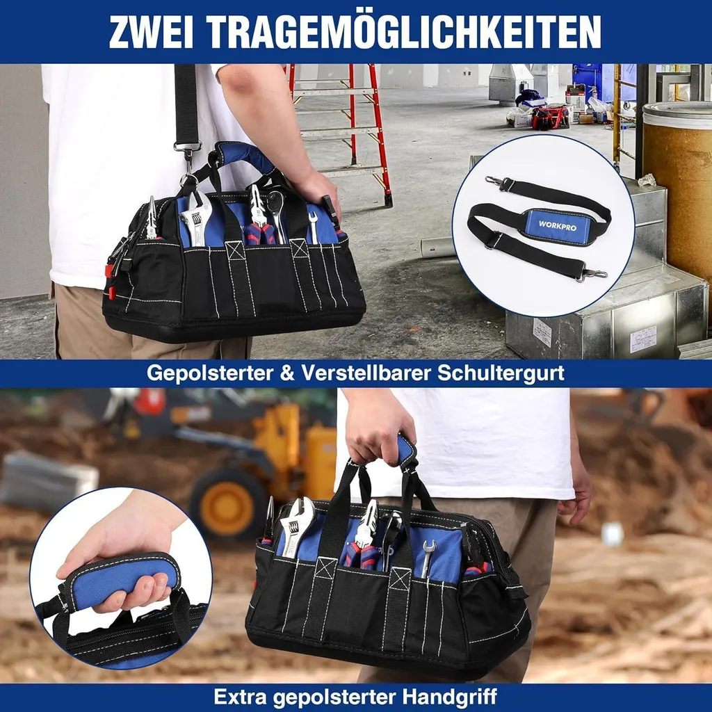 WORKPRO Sacoche à outils électricien 40CM en Polyester 600D étanche - 6