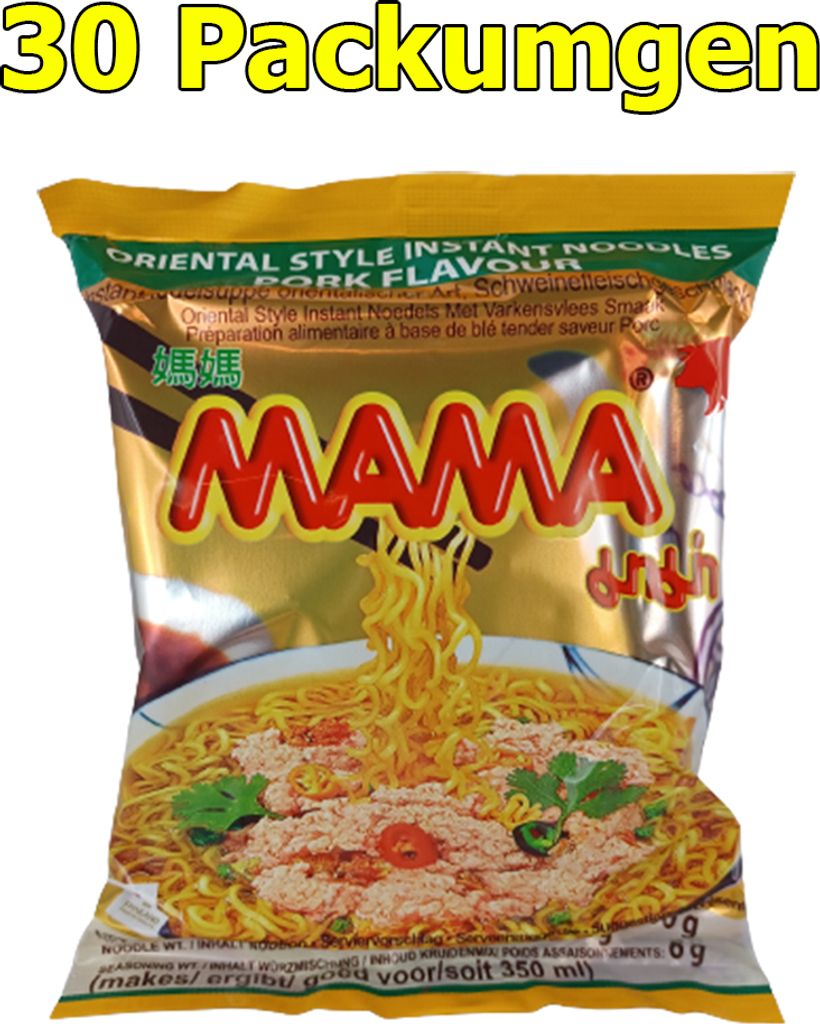 Mama Pork Instant Nudeln 30er Pack (30 x 60g) asiatisches Produktbild 