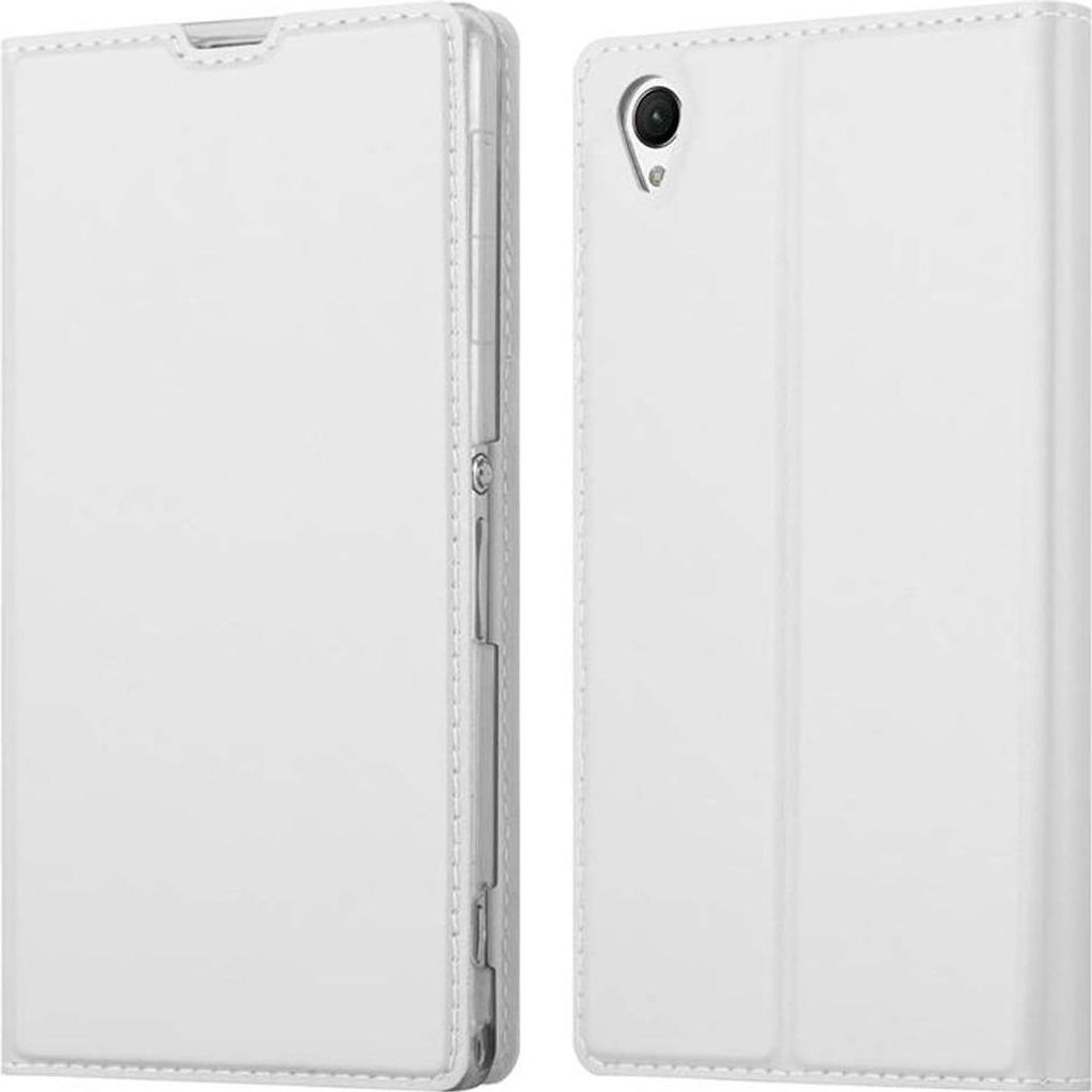 Cadorabo Handyhülle für Sony Xperia Z1 Schutz Hülle in Silber Cover Etui Book Case Booklet