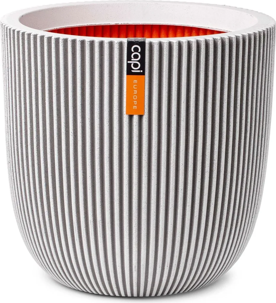 Capi Pot Groove 43x41 cm blanc ivoire - Pot de fleurs design rainuré