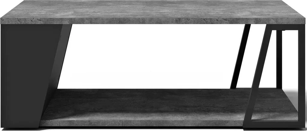 Table basse de salon rectangulaire décor béton et pieds noirs mats - 6