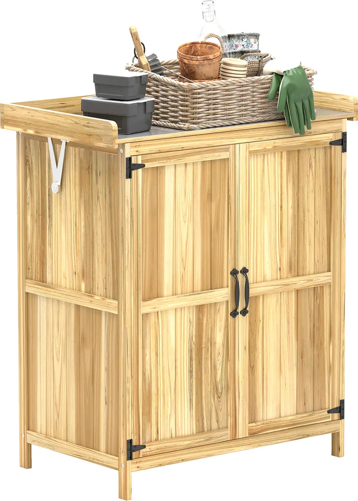 Armoire de jardin étanche Outsunny meuble bas bois traité