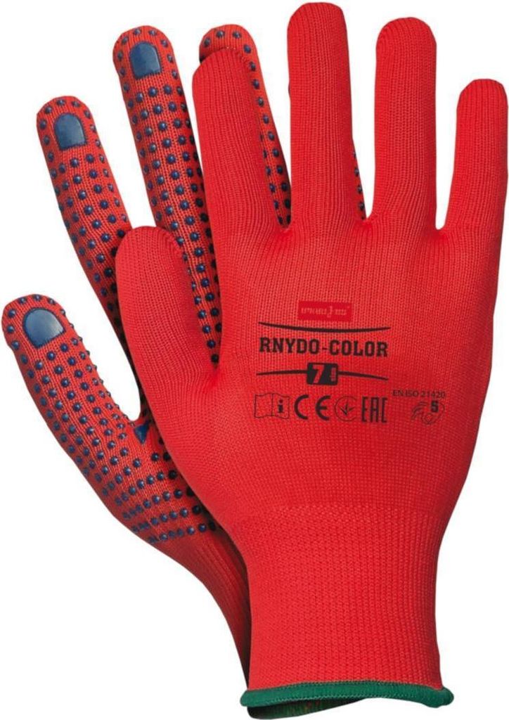 Arbeitshandschuhe mit PVC Noppen rot 7