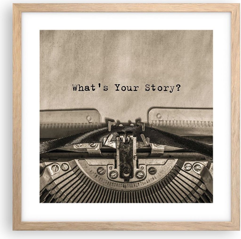 Gerahmtes Poster - Rahmen in heller Eiche - Maschine Schreiben Text - 40x40 cm - Wand Bild - Wanddeko - Wandbilder - Kunstposter - Wandposter - Bil...