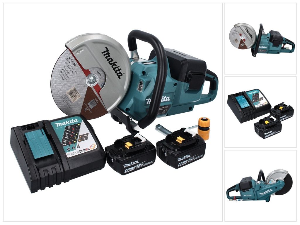 Makita DCE 090 RT2X1 Akku Trennschleifer 36 V ( 2x 18 V ) 230 mm Brushless + 2x Akku 5,0 Ah + Ladegerät