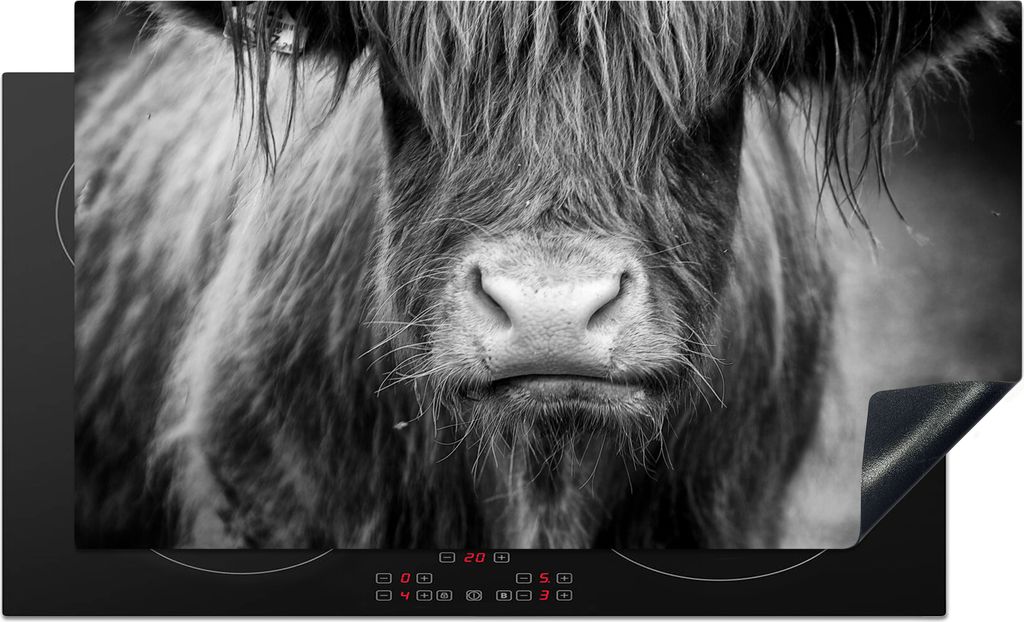 KitchenYeah Herdabdeckplatte Schottischer Highlander - Haare - Tiere , 90x52cm, Küche Deko, Glaskeramikkochfeld Herdabdeckung, Abdeckplatte fùr...