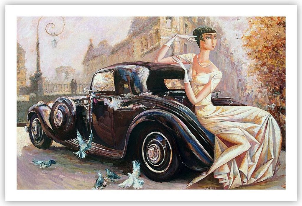 Poster - Poster ohne Rahmen - frau retro stil - 91,5x61 cm - Wand Bild - Wanddeko - Wandbilder - Kunstposter - Wandposter - Bilder - Kunstdruck - W...