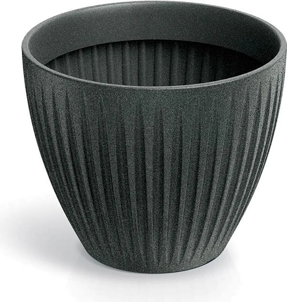 Grand pot de fleurs 30 cm LATIA ROUND noir - Décoration terrasse et salon