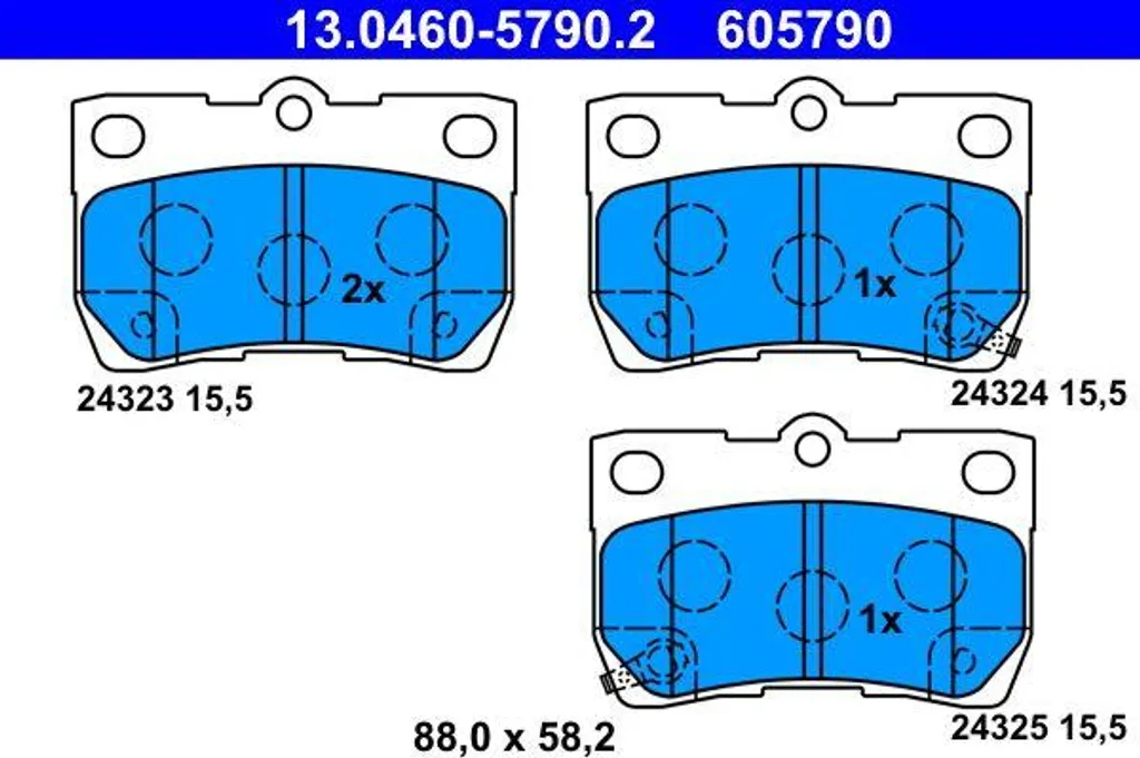 ATE 13.0460-5790.2 Jeu de Plaquettes de Frein Arrière OE 446622190