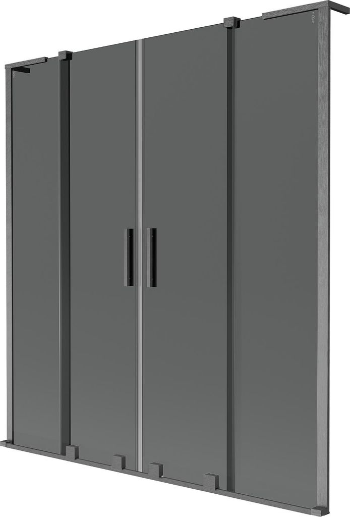 Mexen Velar L Duo Badewannenfaltwand 2-teilig verschiebbar 150 x 150 cm, graphit, gebürstetes Gun Gray - 896-150-003-42-66