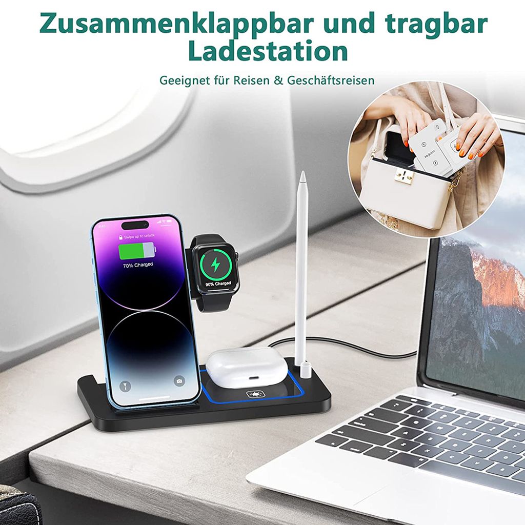 Ladestation - 4 in 1 Kabelloses Ladegerät für iPhone, Apple Produktbild 6