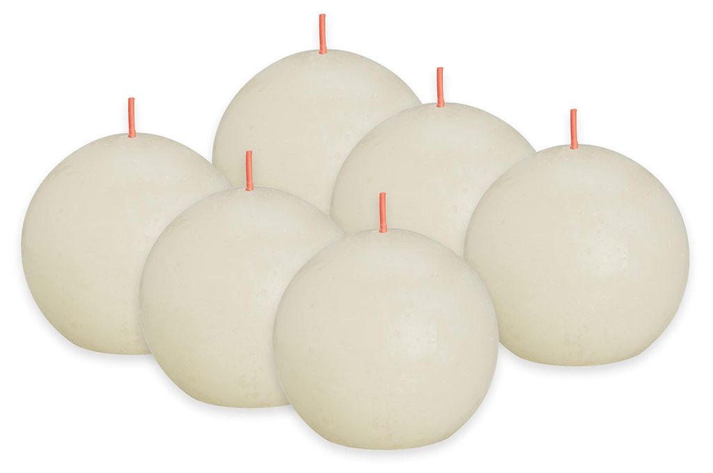 Bolsius Rustik Kugelkerze - Elfenbein - 6 Stück - Ø 7.6 cm Produktbild 