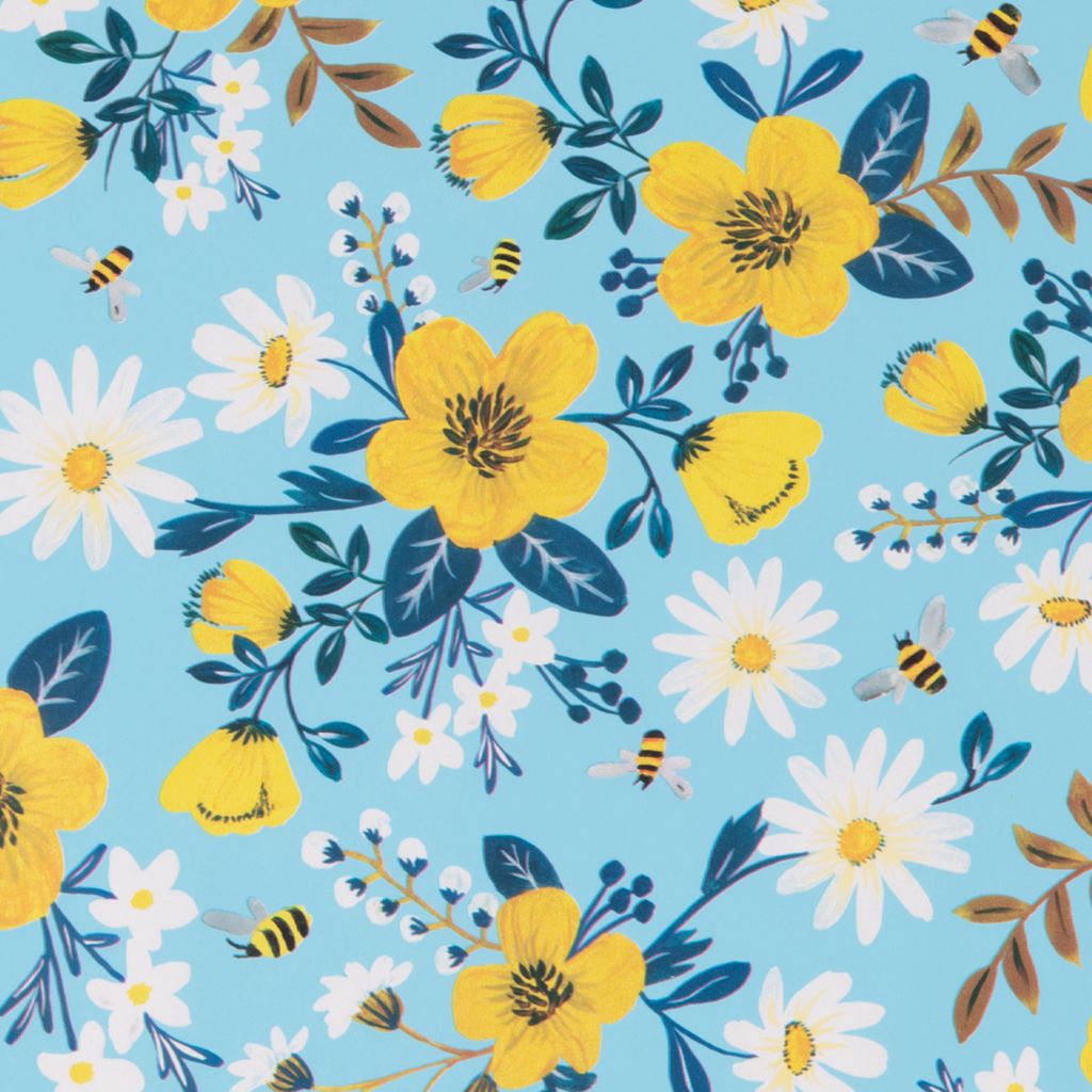 Geschenkpapier Bienen & Blumen Motiv 70cm x 2m Rolle Produktbild 