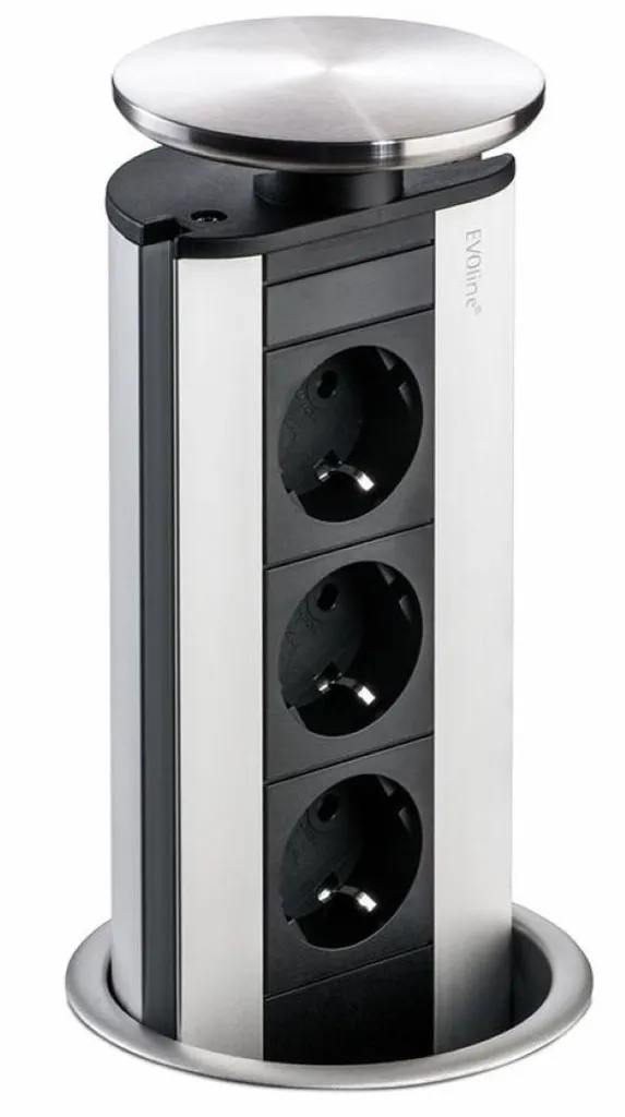Bloc multiprise encastrable Naber Evoline Port 2 inox 3 fiches