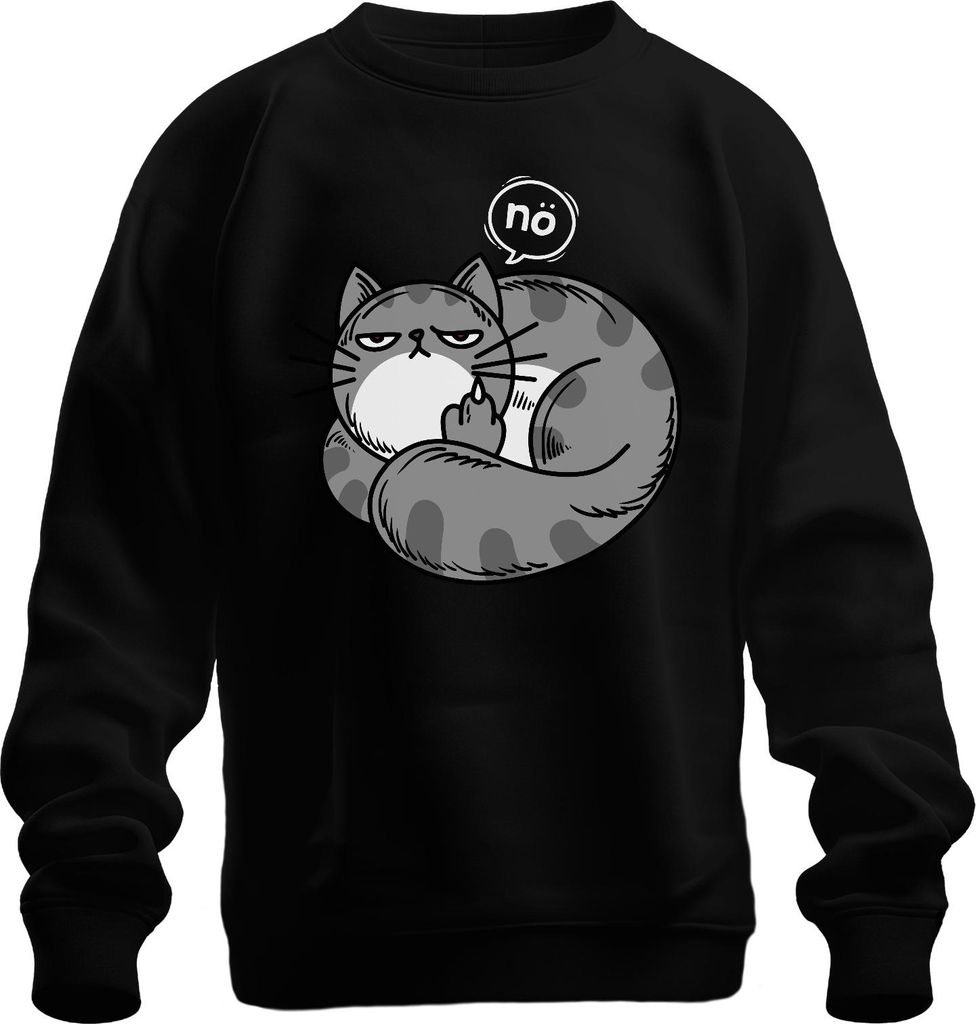 genervte katze mittelfinger nö lustig geschenk katzenfreund humor Uni Sweatshirt Pullover, Schwarz, S