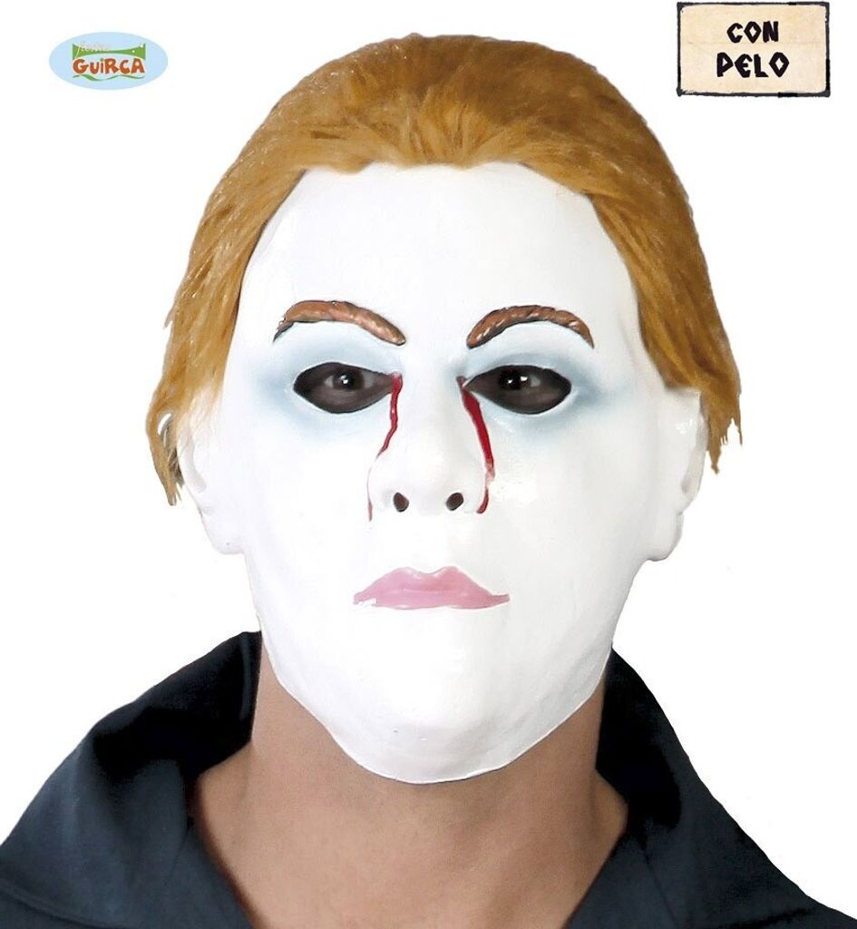 weiße Maske mit blutigen Tränen und Haaren für Erwachsene Produktbild 