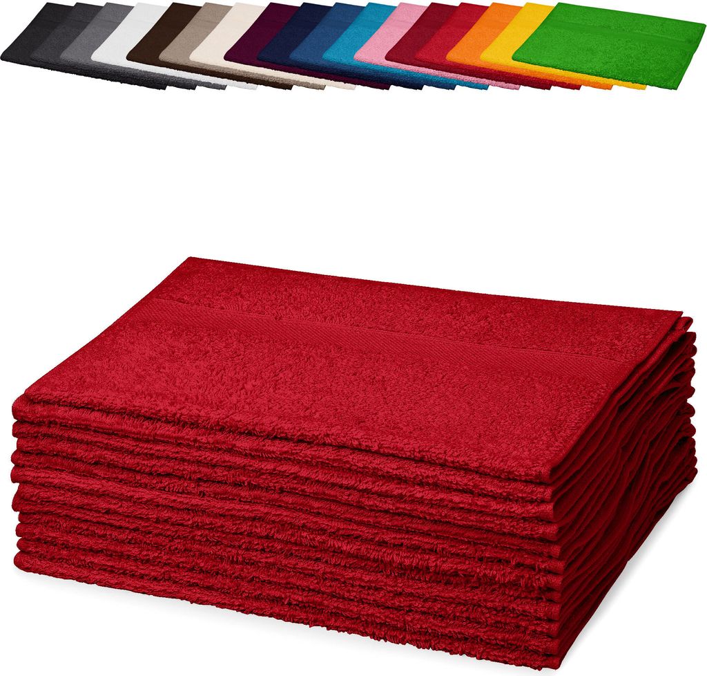 10er PACK Gästetücher 30x50 cm Gästehandtücher Kinderhandtücher Babyhandtücher 100% Baumwolle, Farbe: Rot