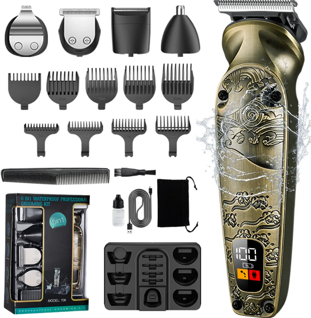 Set de toilettage 8 en 1 INF silencieux avec lames en céramique pro