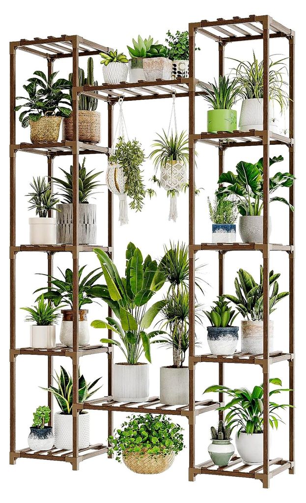 Hoher Pflanzenständer für Innen und Außen – Eckpflanzenhalter für mehrere Pflanzen und Blumenständer für Wohnzimmer, Balkon und Garten