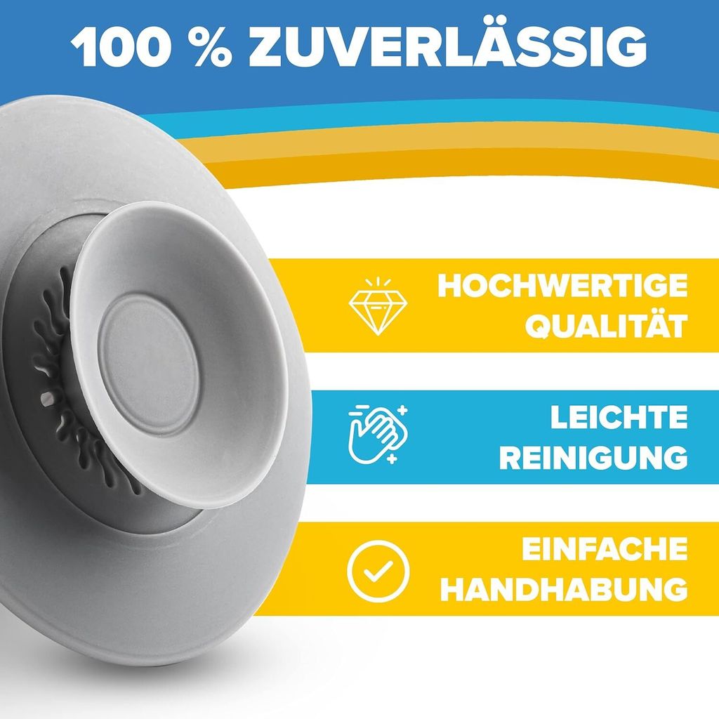 Universal Abflussstopfen - Waschbeckenstöpsel mit Haarsieb Produktbild 3