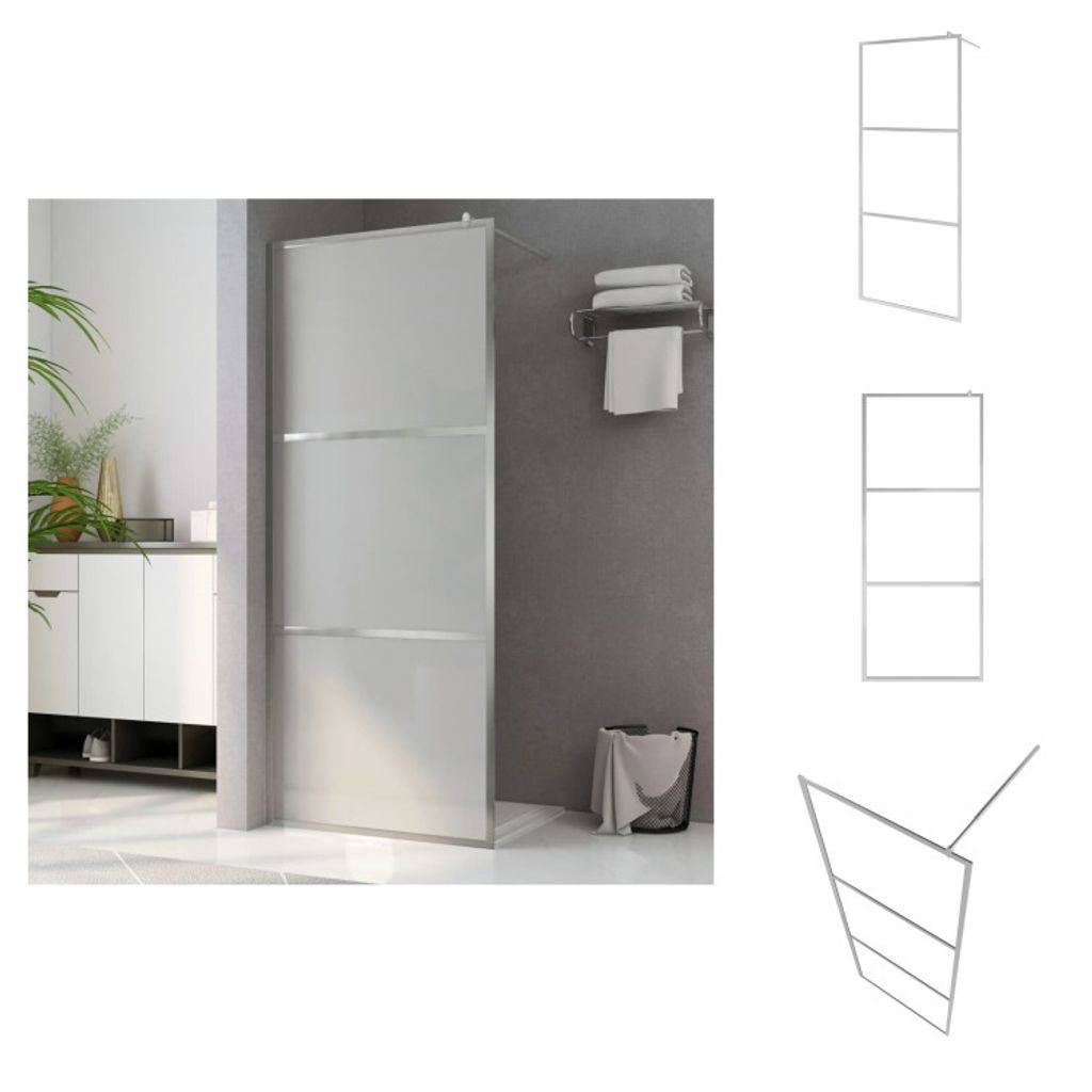 vidaXL Begehbare Duschwand mit voll mattiertem ESG-Glas 115x195 cm - Duschwände