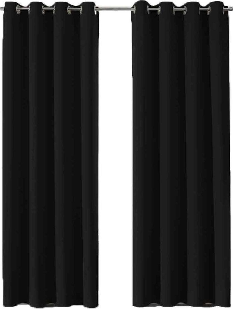 2-teiliges Set blickdichter, wärmeisolierter Vorhänge im modernen Design mit Ösen für Wohn- und Schlafzimmer, 140 x 240 cm, 2 Stück, Schwarz
