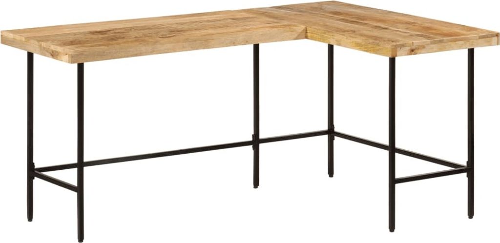 "Spring Sale"Schreibtisch - elegantes Design - Computertisch/Bürotisch - 165x110x77cm Massivholz Mango und Eisen NEU349104 - Schreibtische