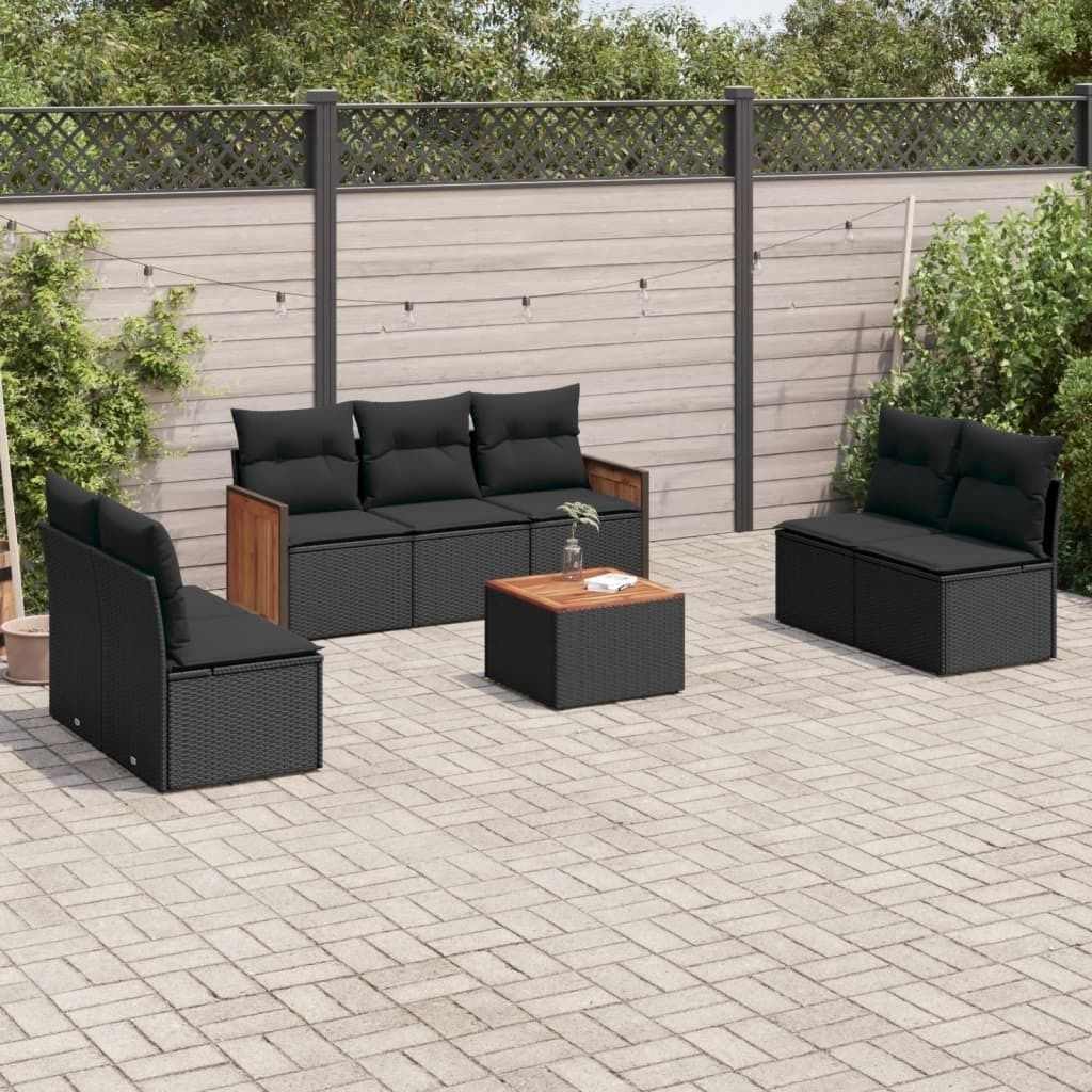 Maison Exclusive - 8-tlg. Garten-Sofagarnitur mit Kissen Schwarz Poly Rattan