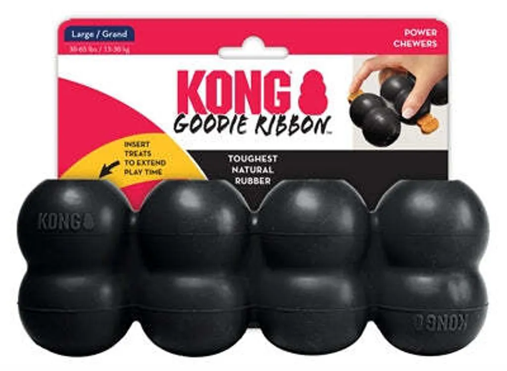 KONG Extreme Goodie Ribbon Noir Jouet Distributeur de Friandises Taille L