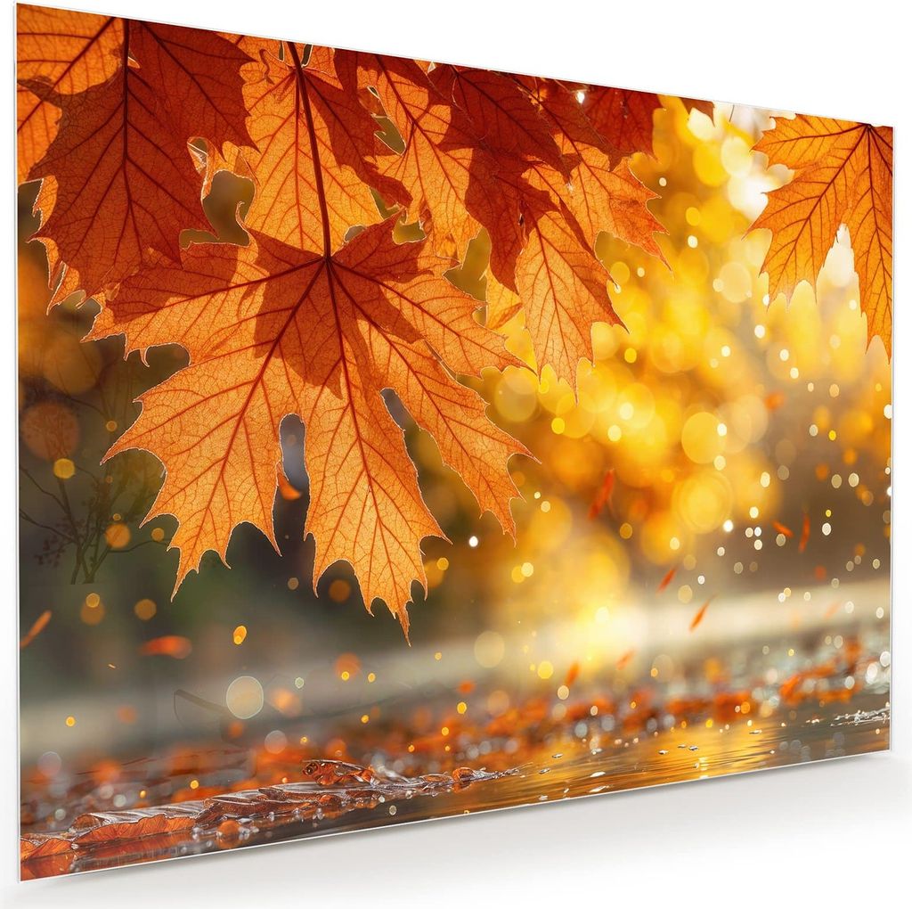 Glasbild 120x90cm in XXL für Wohnzimmer, Schlafzimmer Motiv Herbstblätter