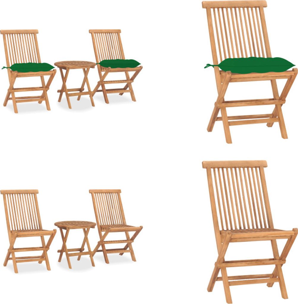 vidaXL 3 tlg. Garten Essgruppe mit Kissen Klappbar Massivholz Teak - Gartenmöbel-Set - Gartenmöbel-Sets - Gartentisch Und Stühle - Gartentische ...