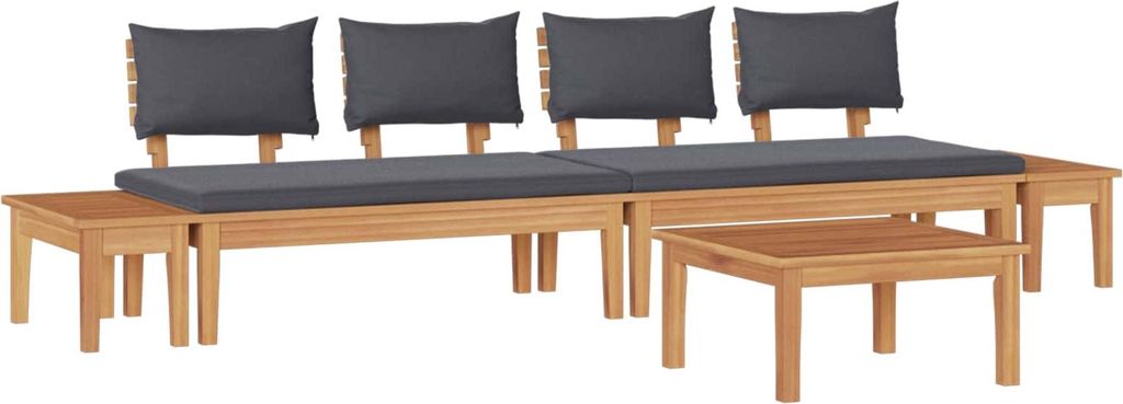 Gartensofa-set 5 pcs Braun und Grau