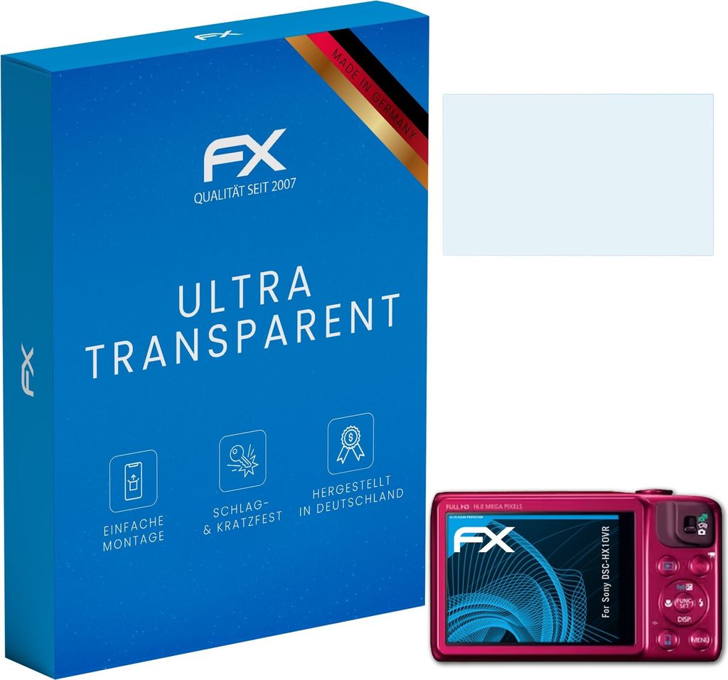 atFoliX FX-Clear 3x Schutzfolie kompatibel mit Sony DSC-HX10VR Displayschutzfolie