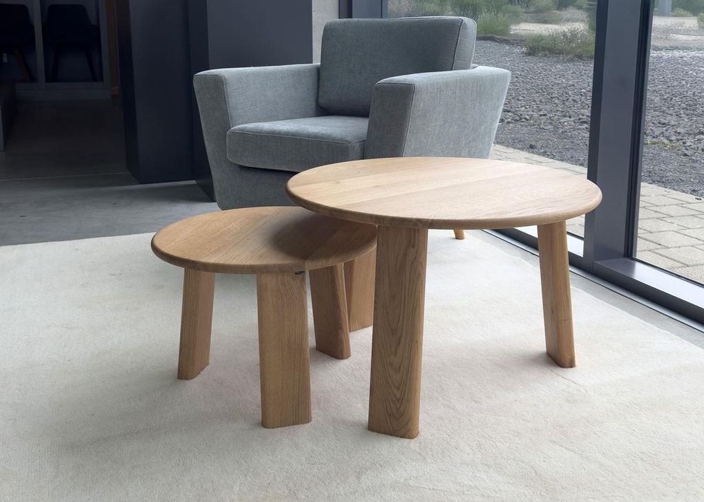 2-er Set Couchtisch/Beistelltisch 'Oslo' Wildeiche massiv geölt