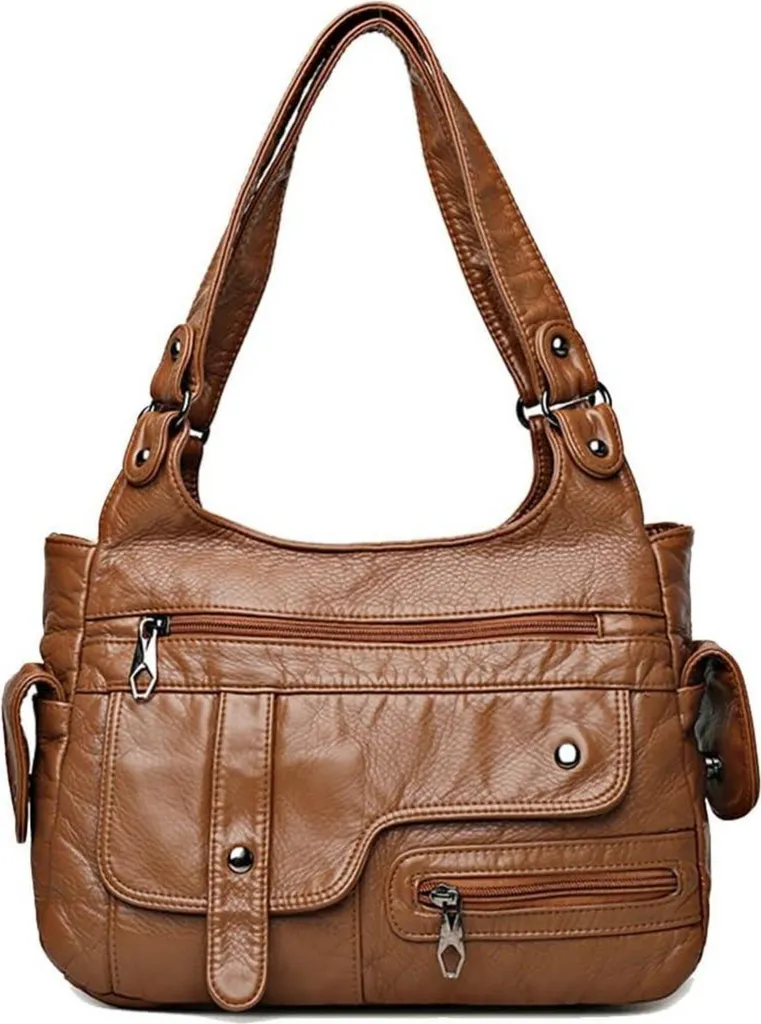 Borsa Hobo Vintage Khaki Donna - Similpelle Soft L32x12x22cm - Nuovi Arrivi
