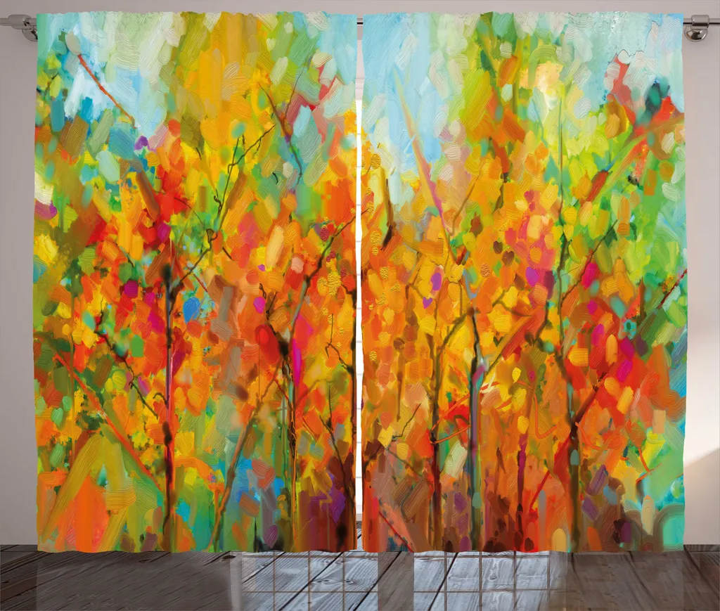 Rideaux universels forêt abstraite avec crochets pour salon 280x225 cm