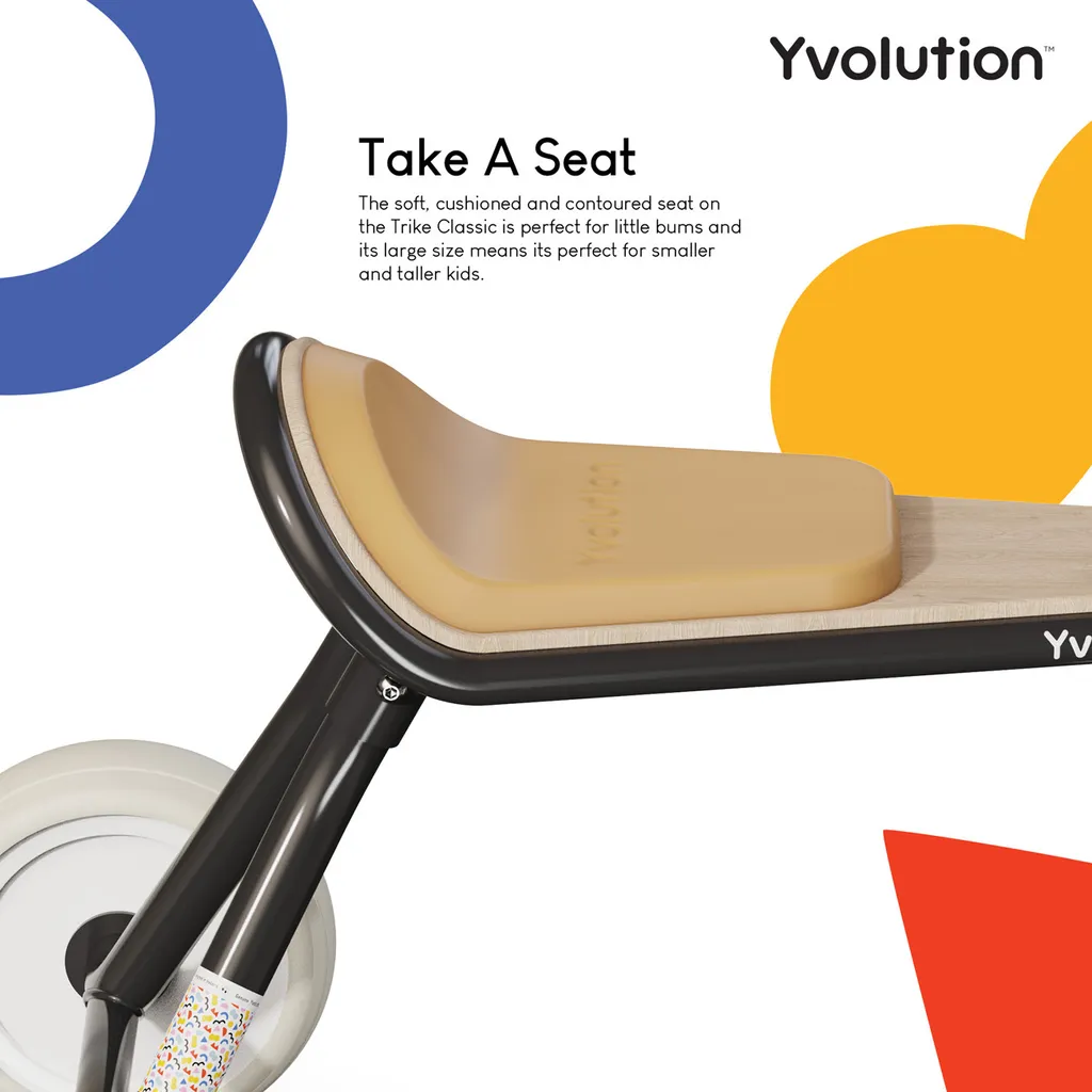 Yvolution Classic Trike noir : tricycle stable au look rétro chic