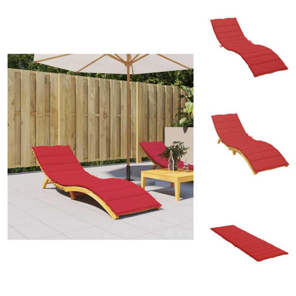 vidaXL Sonnenliegen-Auflage Rot 200x60x3 cm Oxford-Gewebe - Sitzpolster