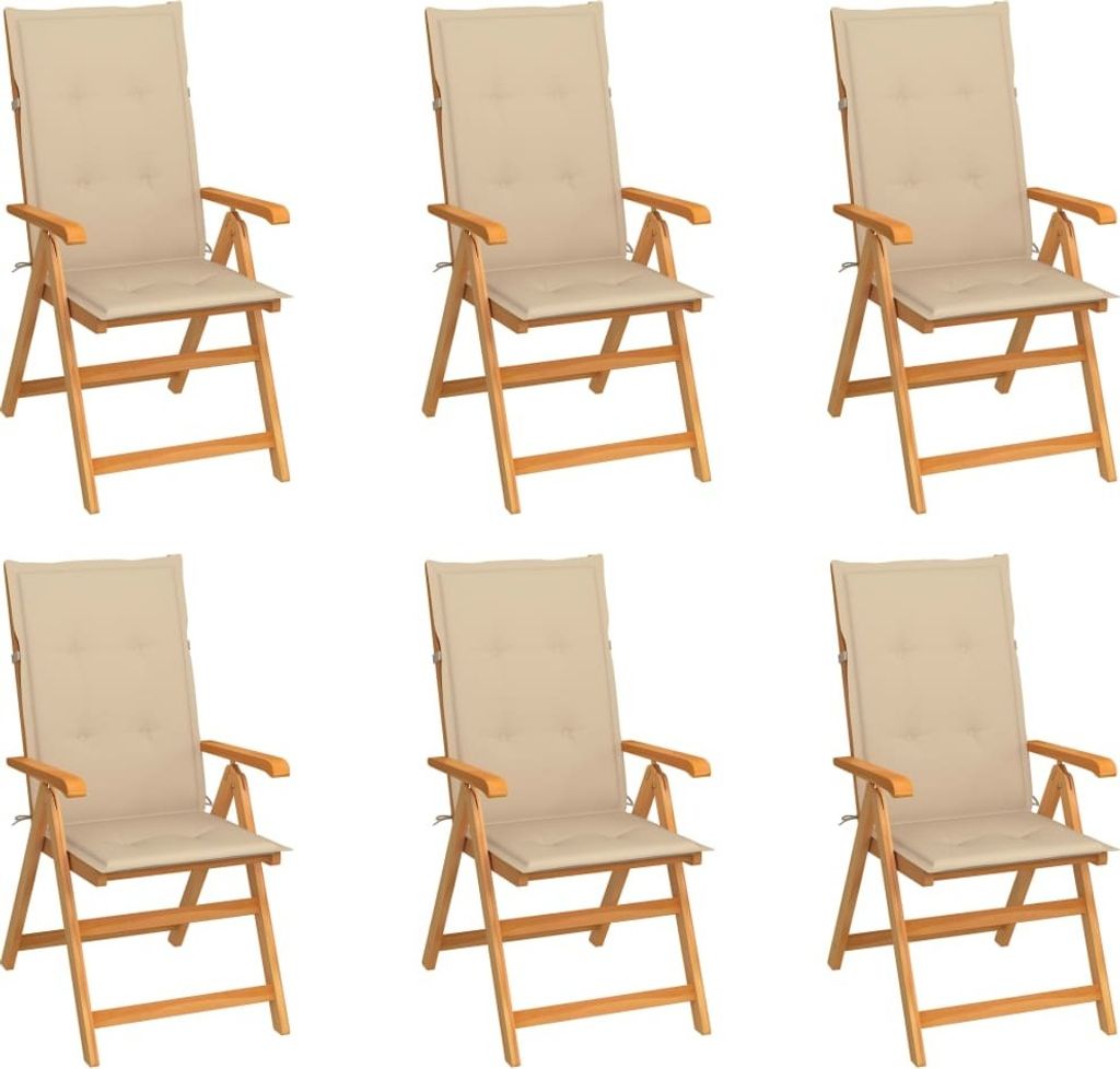 Maison Exclusive - Gartenstühle 6 Stk. mit Beigen Kissen Massivholz Teak