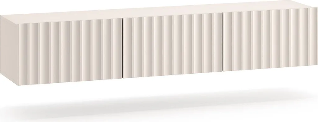 Meuble TV Beige Clair 170 cm Derriva avec Façades Striées Style Moderne