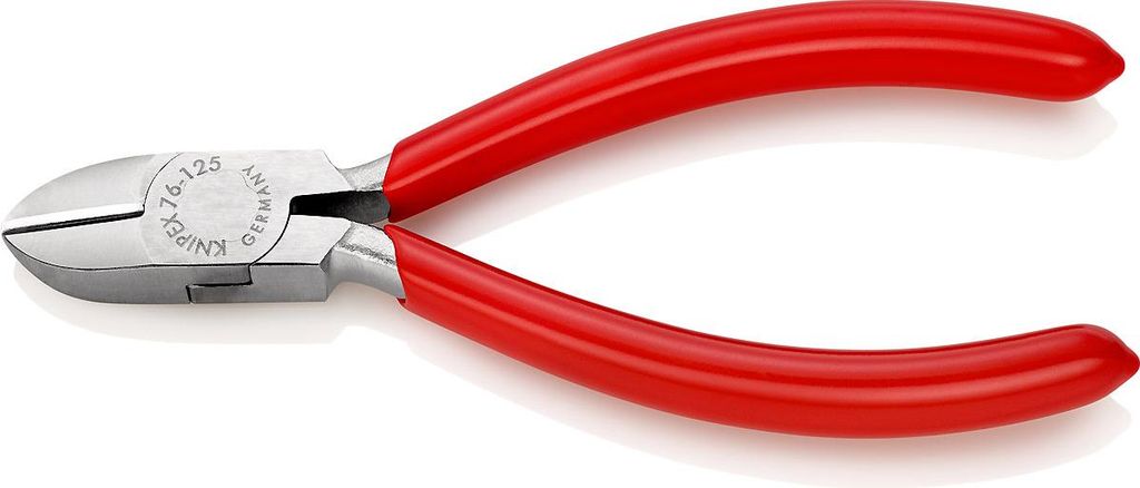 KNIPEX 76 03 125 Seitenschneider für Elektromechaniker mit Kunststoff überzogen verchromt 125 mm