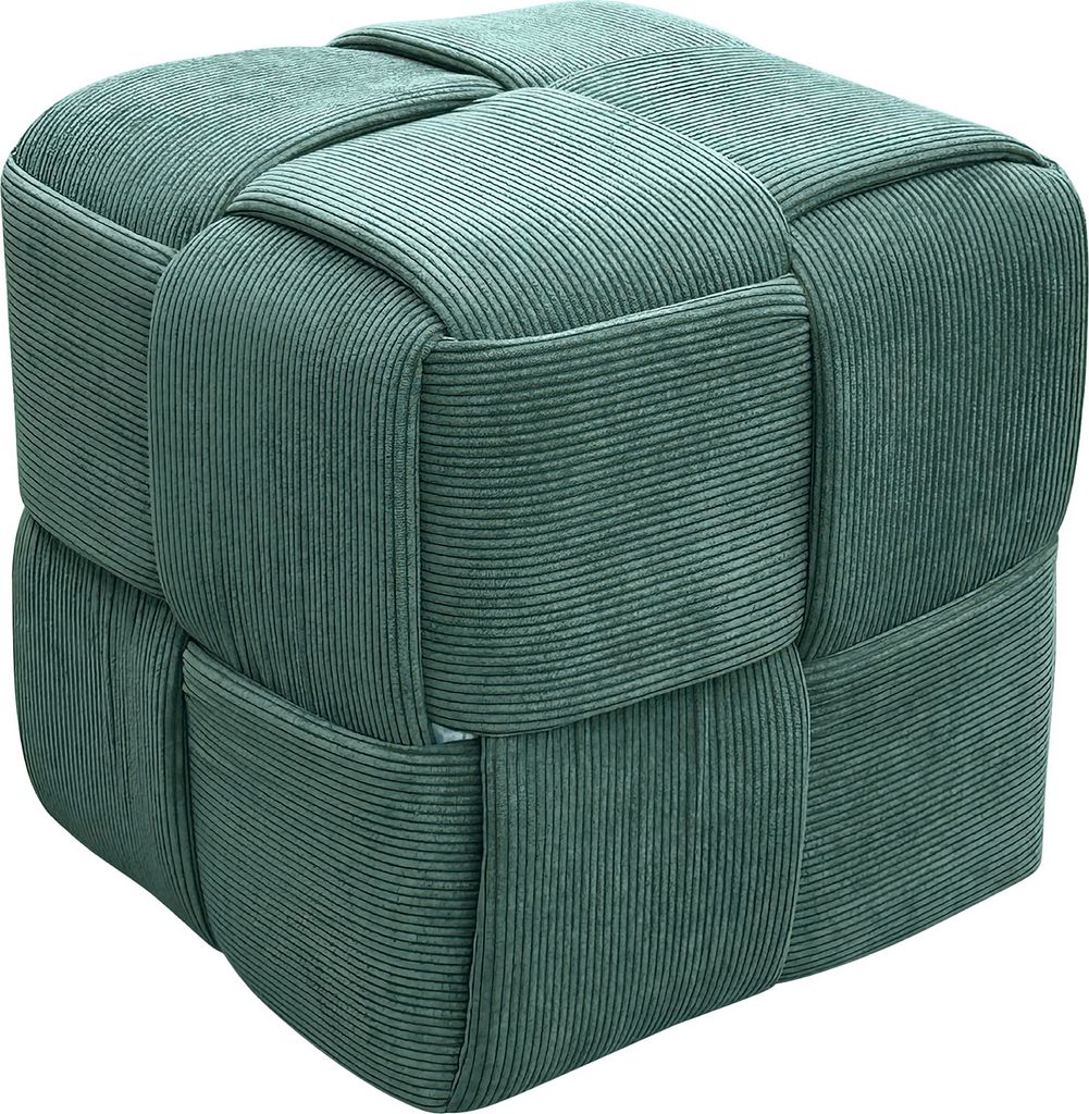 byLIVING Pouf URBAN / Cord dunkelgrün / Vollpolster / Produktbild 