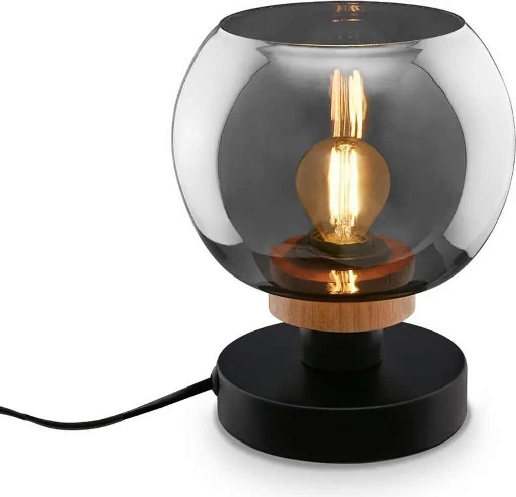 Lampada da Tavolo Legno e Vetro Fumè - Offerta Lampo E-commerce